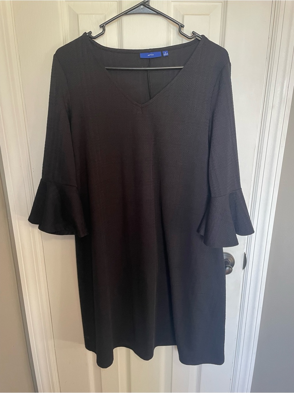 Apt. 9 Black Midi Dress with Ruffled Sleeves